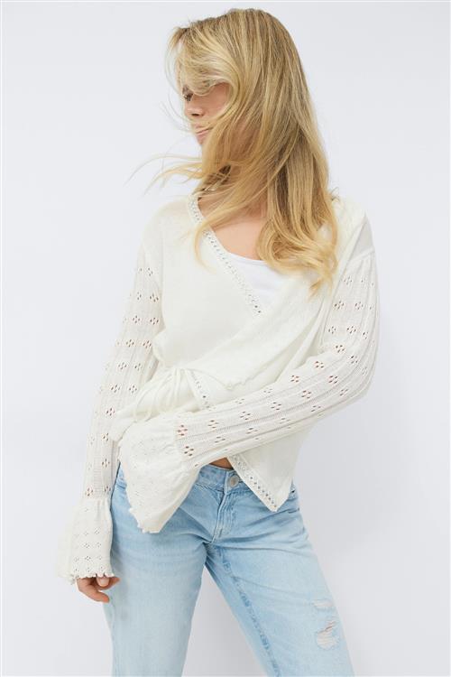 Gina Tricot - 14+ knitted frill cardigan - striktrojer - Hvid - XXS - Dame