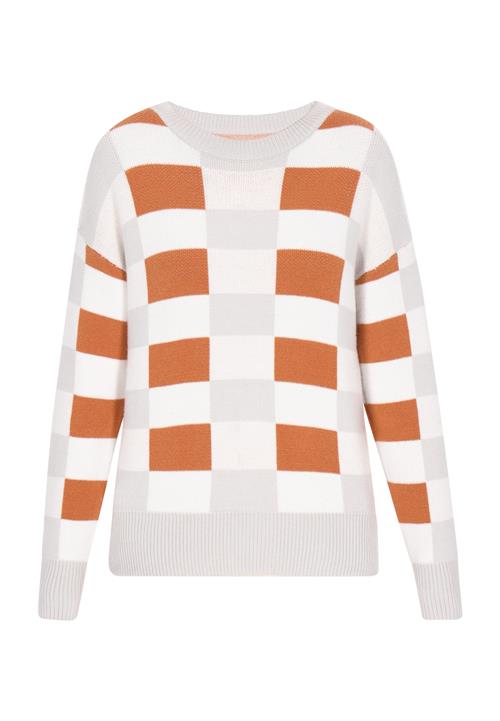 MYMO Pullover 'Back To School'  cognac / lysegrå / hvid