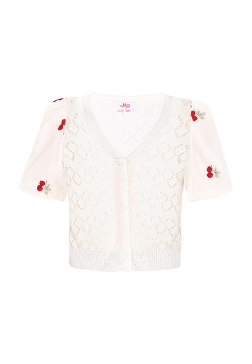 MYMO Cardigan  grøn / kirsebærsrød / offwhite