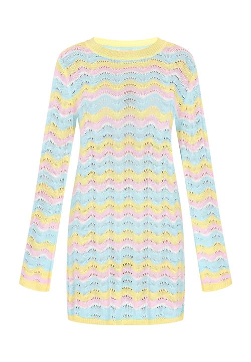 IZIA Strikkjole 'Festival'  lyseblå / citron / rosé / hvid