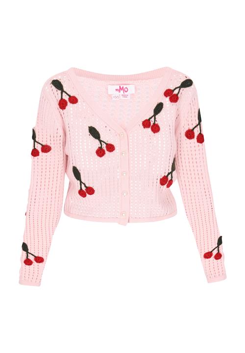 MYMO Cardigan  mørkegrøn / lyserød / rød