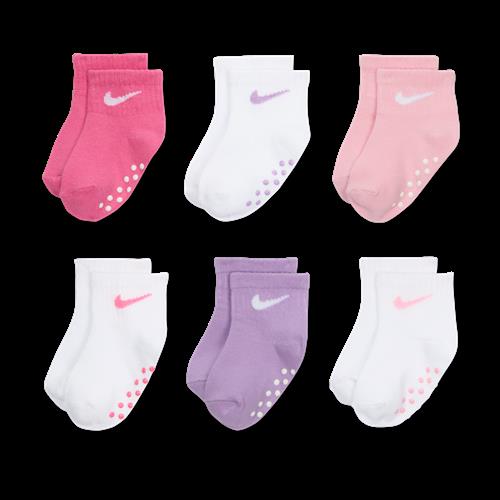 Nike Pop Color-ankelstrømper med skridsiking til babyer (12-24) (6 par) - Pink