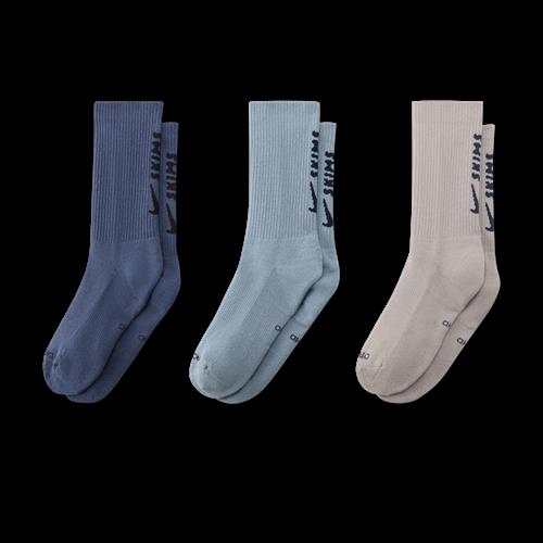 NikeSKIMS Dri-FIT-crewstrømper til kvinder (3 par) - blå