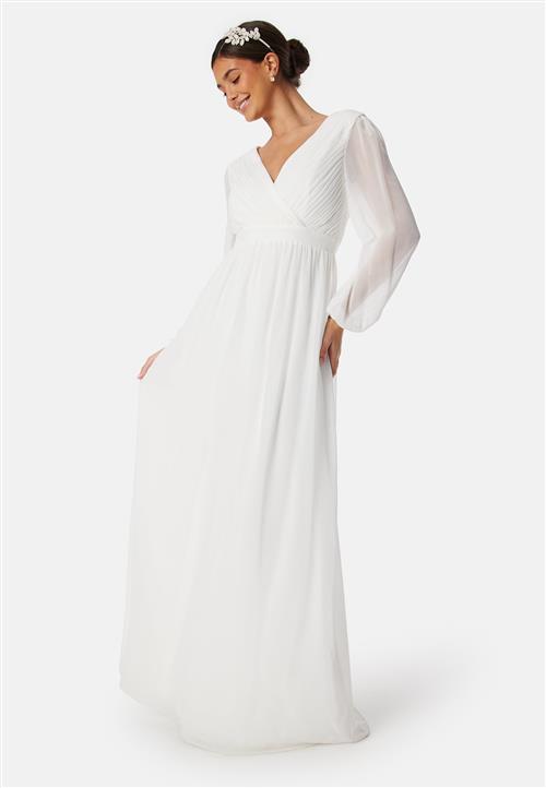 Bubbleroom Occasion Pleated V-Neck Wedding Gown