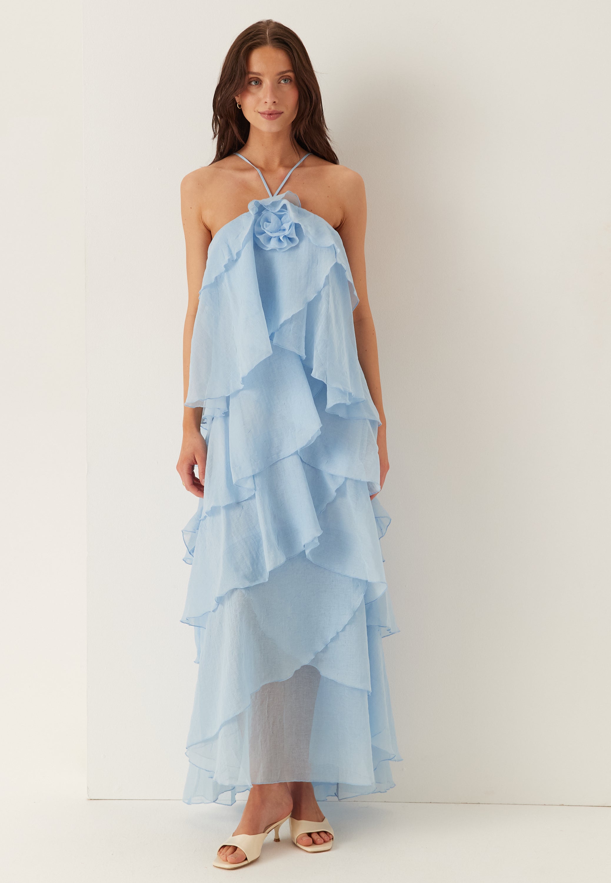 VERO MODA Vmdelilah Sl Halter Ruffle Dress