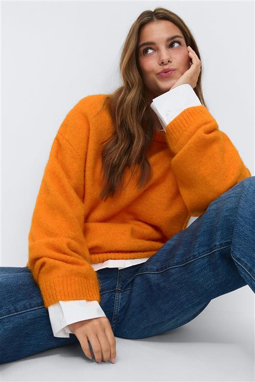 Gina Tricot - Crew neck knitted sweater - Striktrøjer - Orange - L - Dame