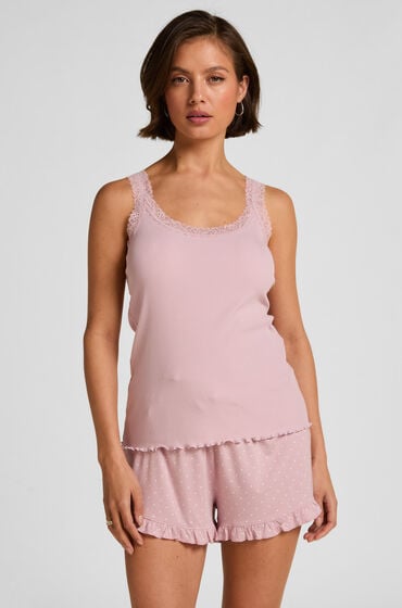 Hunkemöller Jerseyshorts med flæse Lyserød