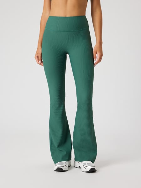 Björn Borg Studio Ribbed Flare Tights Regular Grøn, XXL