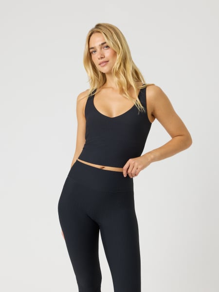 Björn Borg Studio Ribbed V-neck Top Sort, XXL