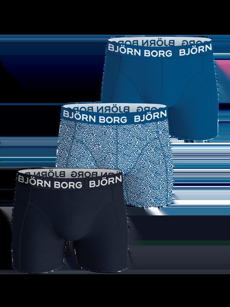 Björn Borg Cotton Stretch Boxers 3-pack Blå, 122-128