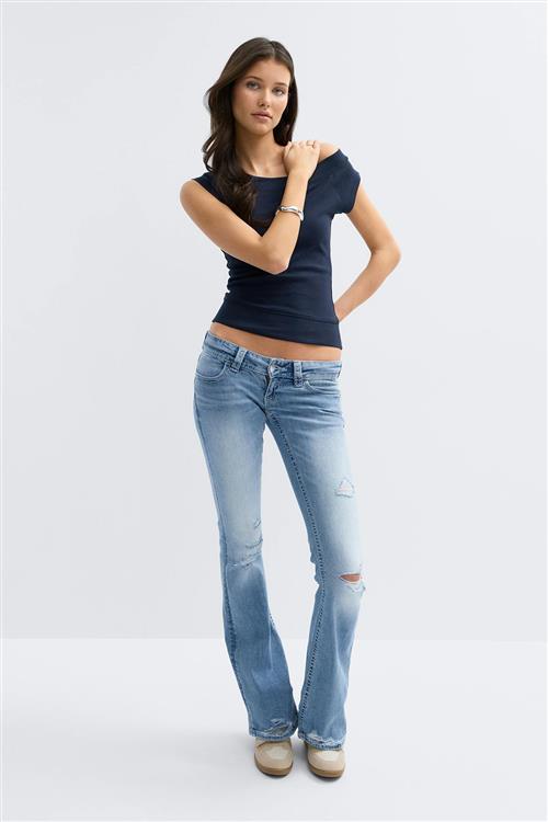 Gina Tricot - 14+ too messy flare jeans tall - Jeans - Blå - XXS - Dame