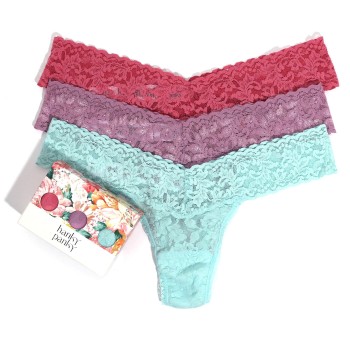 Hanky Panky Trusser 3P Low Rise Lace Thong  D2 Blå/Lila nylon One Size Dame
