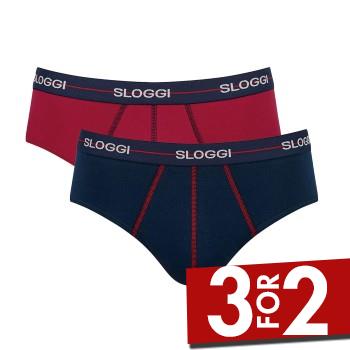 Sloggi 2P For Men Start Midi Marine/Rød bomuld Small Herre