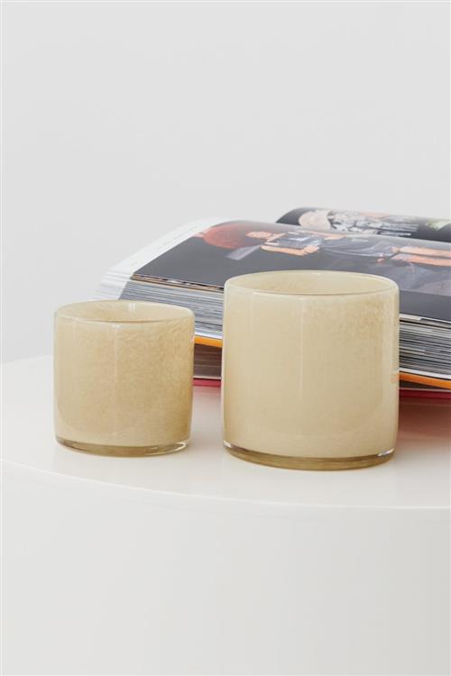 Gina Tricot - glass m candle holder - Lysestager & fyrfadsstager - Beige - ONESIZE - Dame