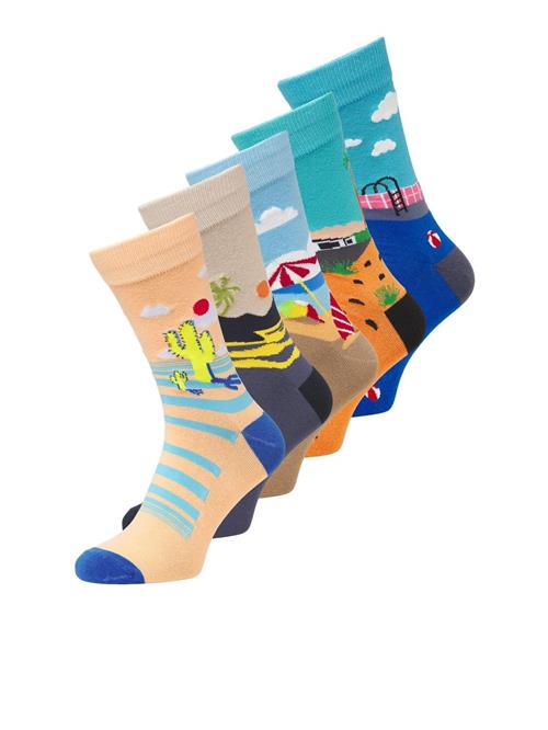 JACK & JONES Sokker 'JACSCENERY'  beige / koboltblåt / himmelblå / abrikos