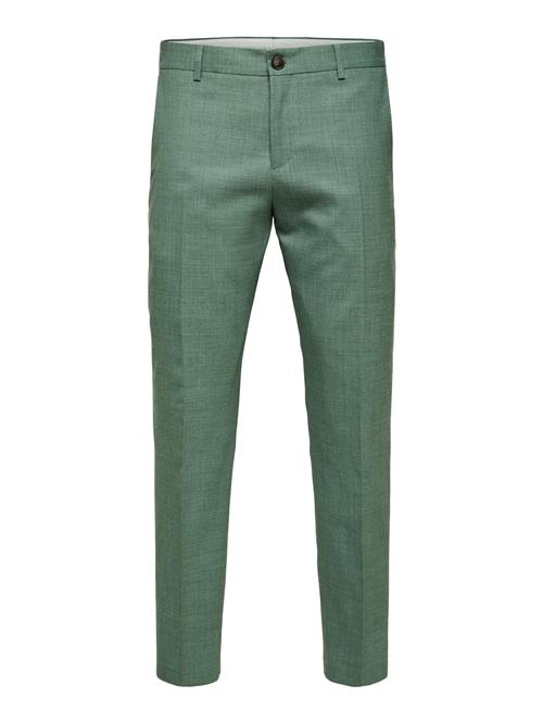 SELECTED Bukser med lægfolder 'SLHOasis'  grøn-meleret