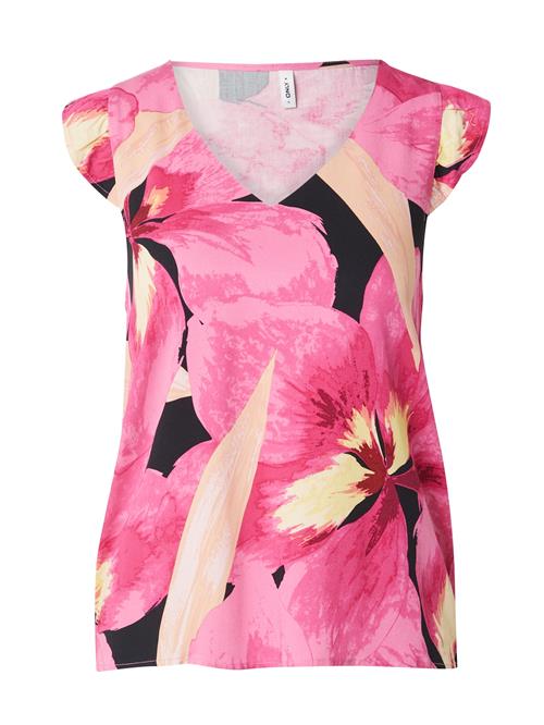 ONLY Bluse 'ONLALMA'  lysegul / lys pink / mørk pink / sort