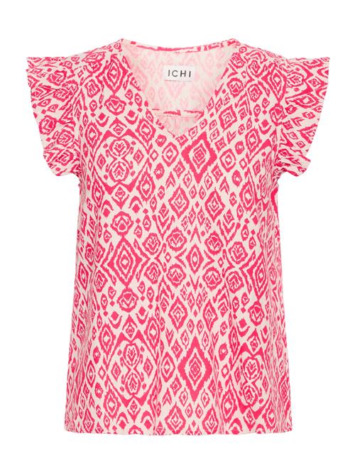 ICHI Bluse 'IHLINNO'  cranberry / hvid