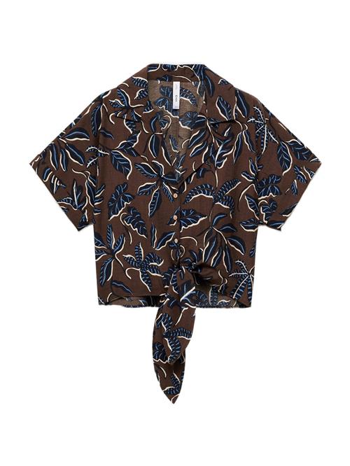 MANGO Bluse 'LIFE'  lysebeige / blå / marin / brun