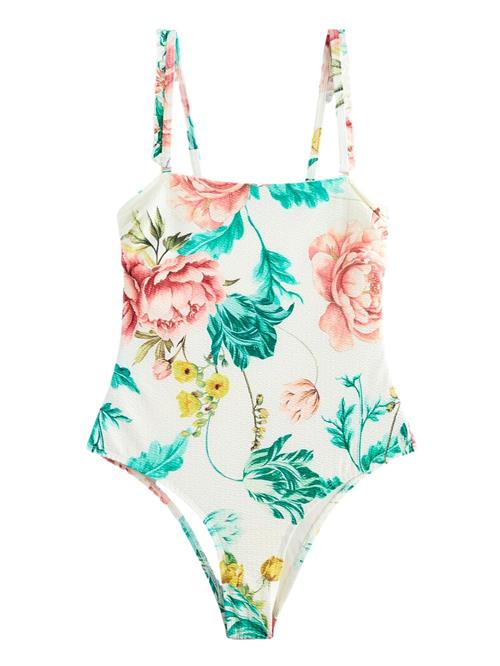 Next Badedragt  creme / turkis / mørkegrøn / gammelrosa