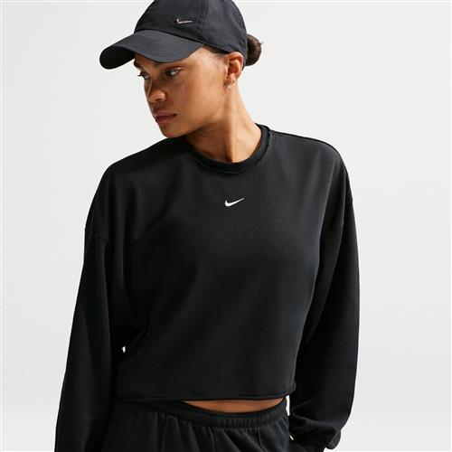 Oversized Nike Chill Terry-sweatshirt i french terry med rund hals til kvinder - sort