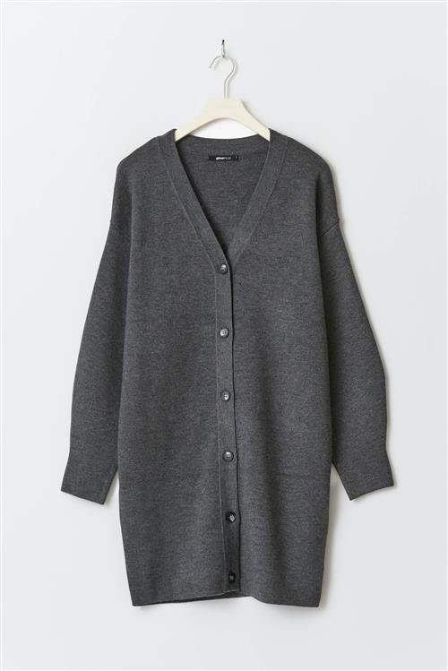 Gina Tricot - Knitted cardigan - Cardigans - Grå - L - Dame