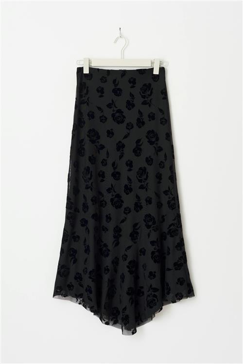 Gina Tricot - Burnout skirt - lange nederdele - Sort - M - Dame