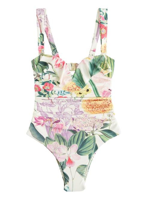 Next Formgivende badedragt  creme / gul / grøn / lys pink