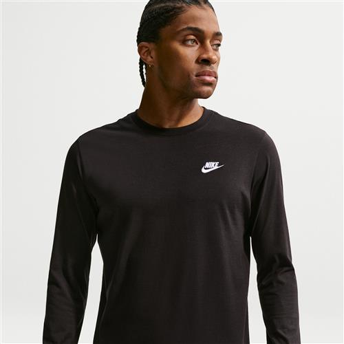 Langærmet Nike Club-T-shirt til mænd - sort