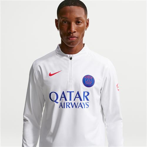 Maskinstrikket Paris Saint-Germain Strike Third Nike Dri-FIT Total 90-fodboldtræningstrøje til mænd - hvid