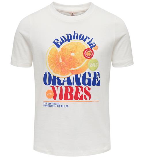 Kids Only T-shirt - KogBolette - Cloud Dancer/Orange Vibes