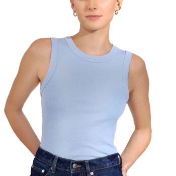 Bread & Boxers Bread and Boxers Tank Crew Neck Ribbed Lyseblå økologisk bomuld Large Dame