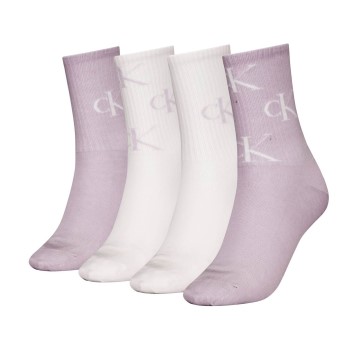 Calvin Klein Strømper 4P Women Aop Socks Gift Box Hvid/Violet One Size Dame