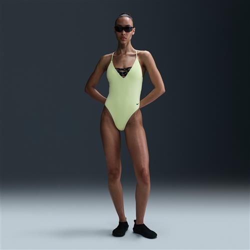 Nike Swim Sneakerkini 2.0-badedragt med krydsryg til kvinder - gul