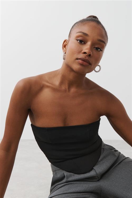 Gina Tricot - Corset tube top - korset-toppe - Sort - XS - Dame