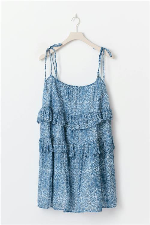 Gina Tricot - Mini frill dress - korte kjoler - Blå - L - Dame