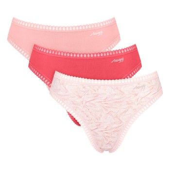 Sloggi Trusser 3P GO Crush High Leg Briefs Rød/Rosa bomuld X-Small Dame