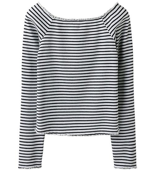 Name It Bluse - NkfForta - Rib - Navy Blazer/Bright White