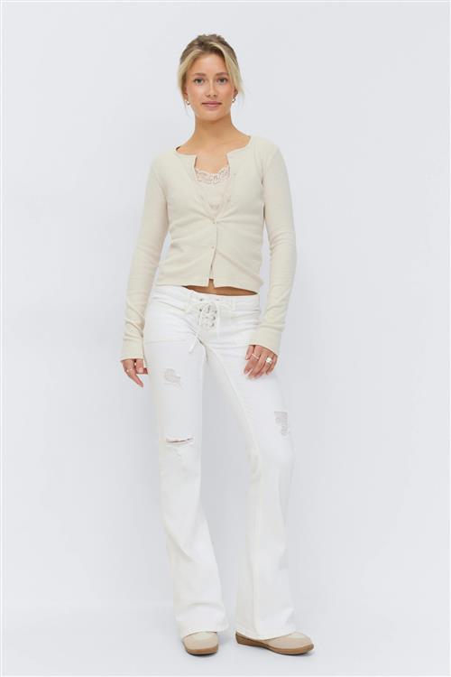 Gina Tricot - 14+ pleated tie jeans - Low waist jeans - Hvid - M - Dame