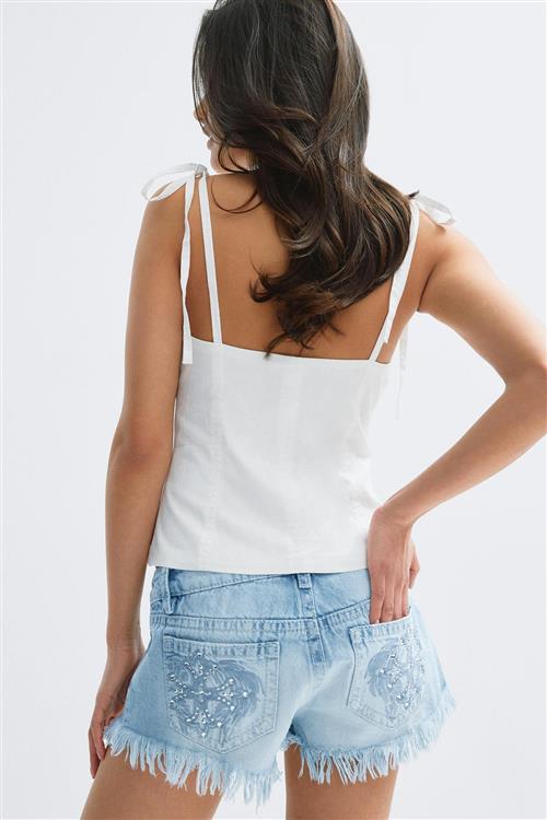 Gina Tricot - 14+ slay low denim shorts - shorts - Blå - XS - Dame