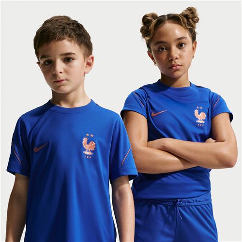 FFF Strike Nike Dri-FIT-fodboldtrøje med korte ærmer til større børn - blå