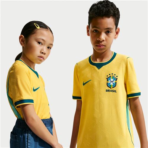 Brasilien 2026 Match Home Nike Aero-FIT Authentic-fodboldtrøje til større børn - gul
