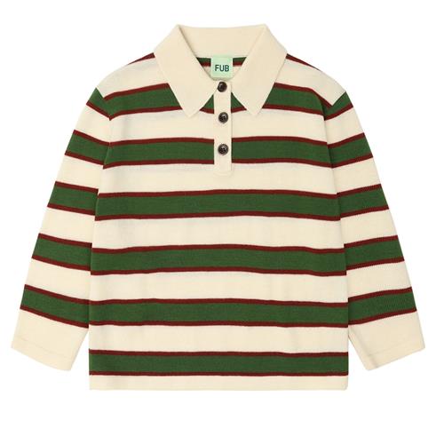 FUB Stribet Polo Ecru  Ecru-100 cm Wool Beige  100 cm  unisex