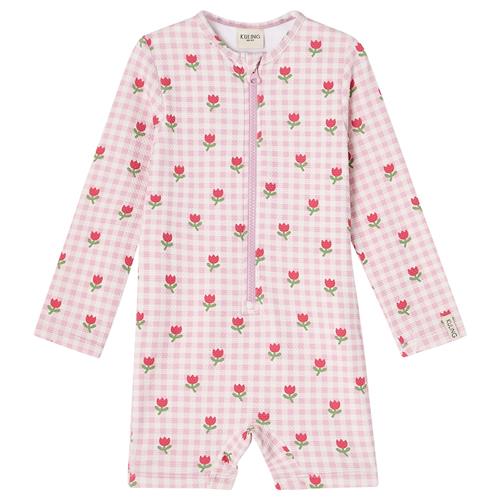 Kuling Paros UV-dragt Pink Gingham Tulips  Pink Gingham Tulips 110/116 cm  Lyserød  110/116 cm  unisex