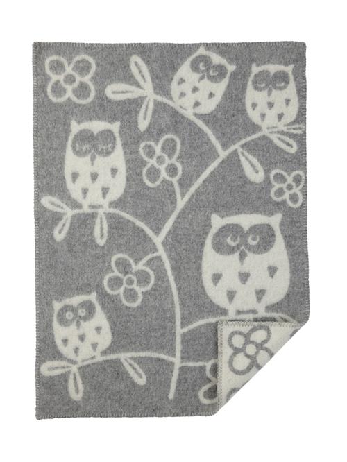 Klippan Yllefabrik Tree Owl Uldtæppe Grey  Grey-OS Wool Grå  One Size  unisex