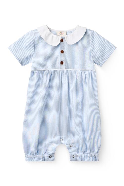 Copenhagen Colors GOTS Romper Sky Blue Cream Stripe  Sky Blue Cream Stripe 74 cm  Blå  74 cm  unisex