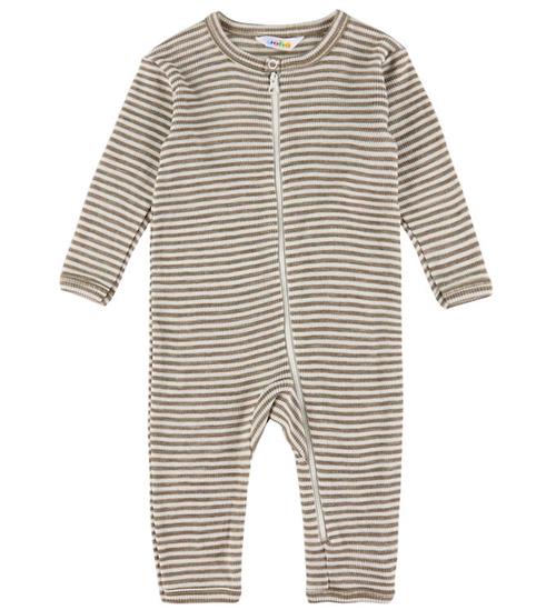 Joha Heldragt - Uld/Silke - Rib - Mørk Beige/Stribet