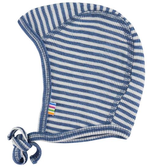 Joha Babyhjelm - Uld/Silke - Rib - Blå/Stribet