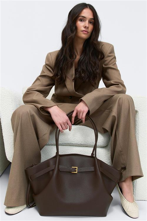 Gina Tricot - Large fold detail bag - Skuldertasker - Brun - ONESIZE - Dame