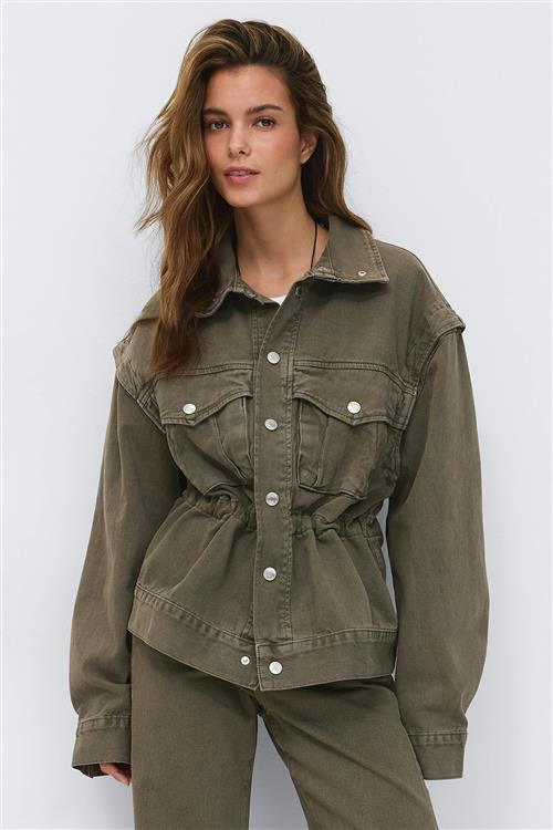 Gina Tricot - Office cargo denim jacket - Denim jakker - Grøn - XL - Dame